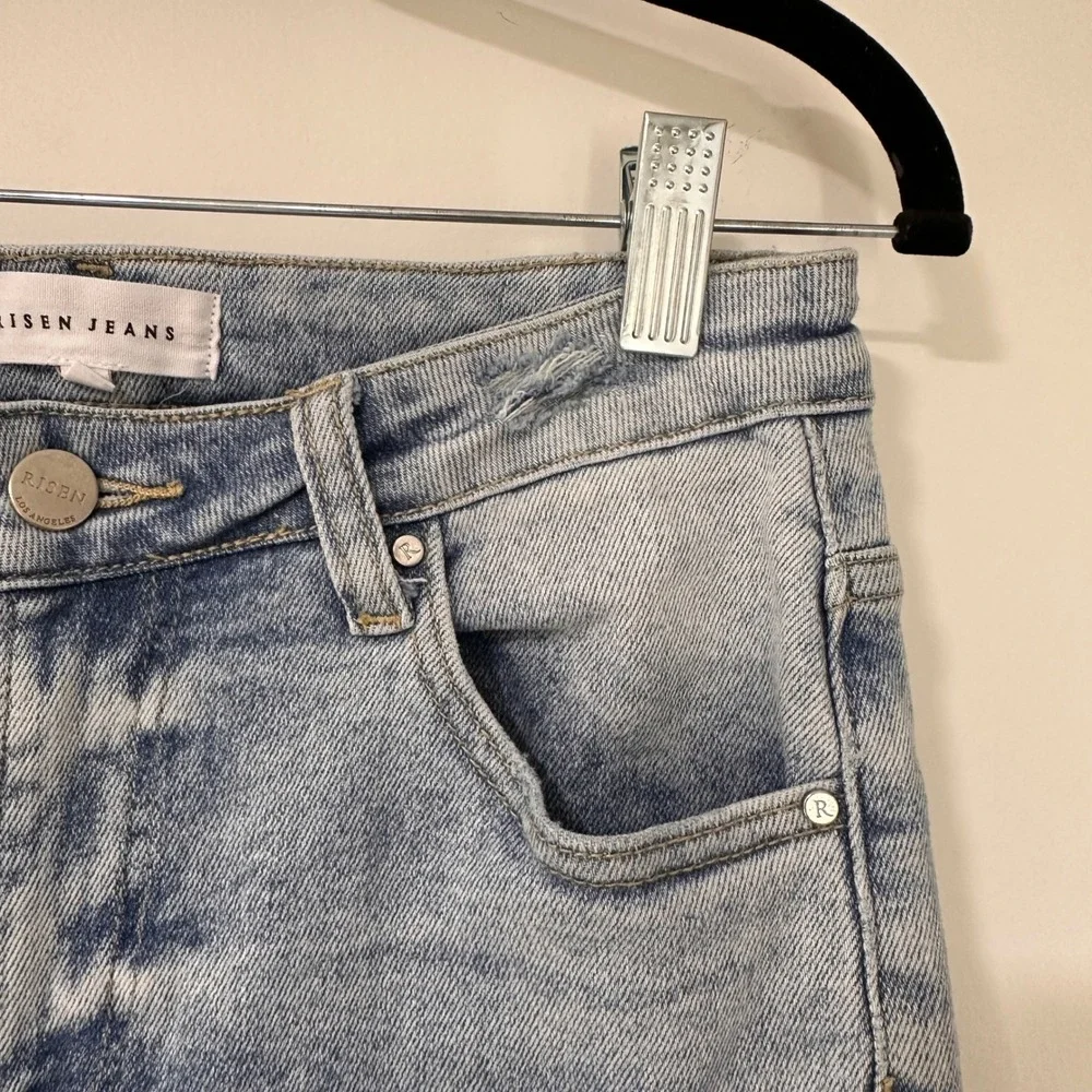 Risen High Rise Wide Leg Jeans Womens Size 7/28‎ Light Wash Distressed | Boho